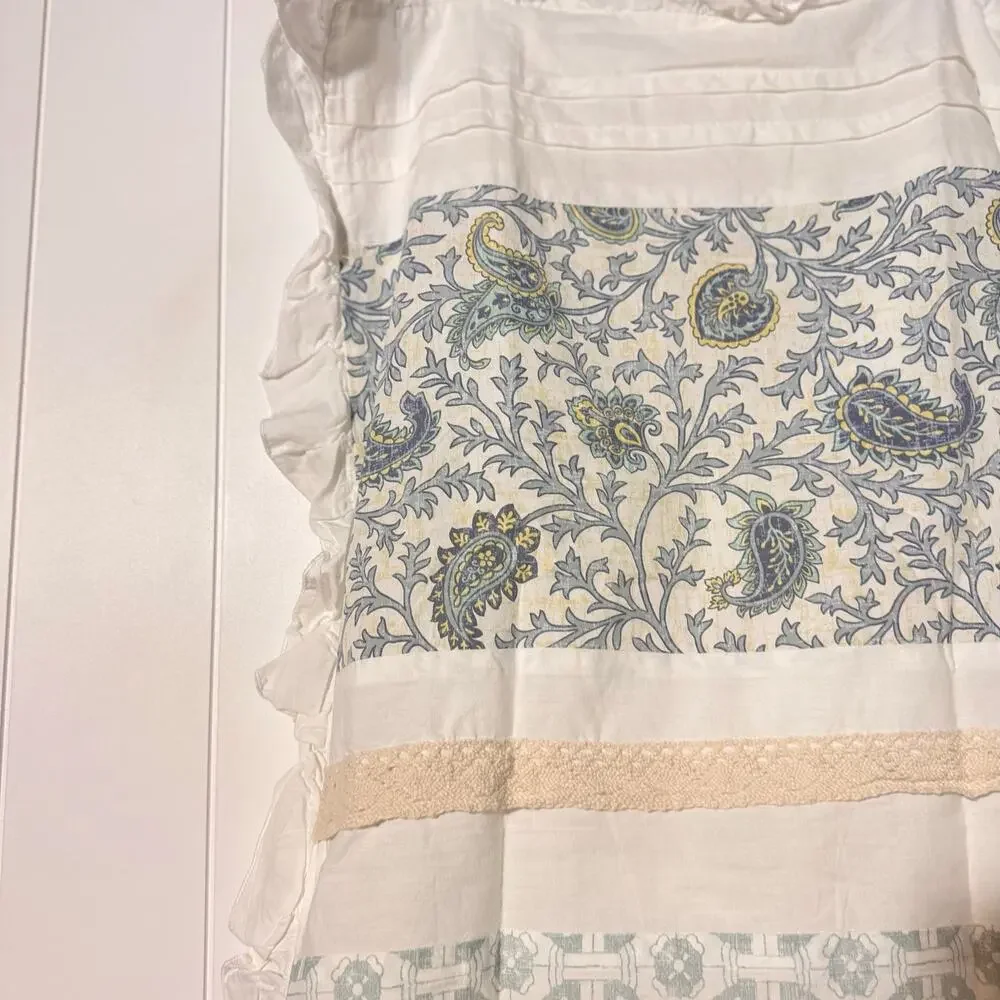 Madison Park Pair Pillow Shams Blue Floral Paisley Cotton Cottage Farmhouse
